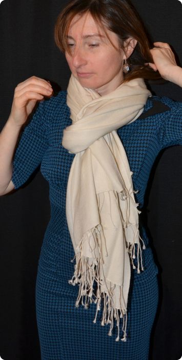 (ADft-WH) Sunrise Pashmina 70% cashmere /30% silk shawl, White, twill weave,  tasseled fringe