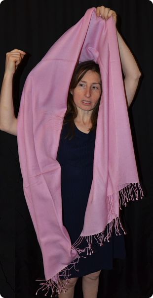 (ADft-215) Sunrise Pashmina 70% cashmere /30% silk shawl, Pink, twill weave,  tasseled fringe